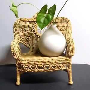 Miniature Rattan Sofa Plant Stand Vintage
